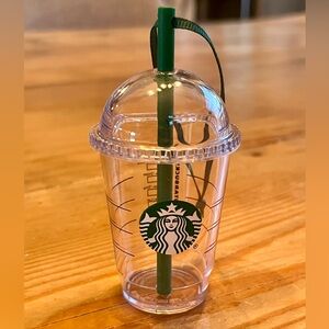 Starbucks Clear Cold Cup Ornament with Green Straw